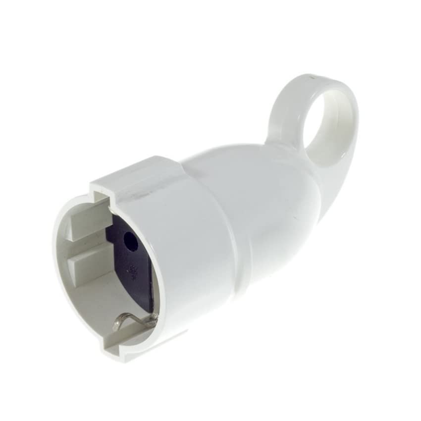 aérea 16a blanca con sujeción a dedo, ideal para instalaciones eléctricas seguras y prácticas.