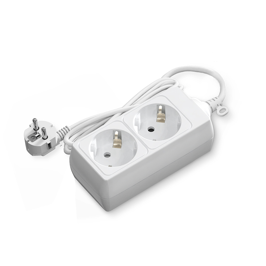 regleta alemana de 2 vías sin interruptor, 1,5 m, 3G, 1,5 mm² en elegante color blanco, ideal para conectar varios dispositivos de forma segura y eficiente en cualquier espacio.