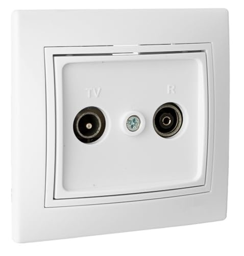 toma intermedia blanca para tv-radio, serie europa, ideal para conexiones en instalaciones eléctricas y ampliaciones de señal.