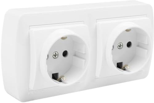 mecanismos eléctricosSerie Mural de superficieMUR66U BASE DOBLE SCHUKO 2P+T BLANCA SERIE MURAL