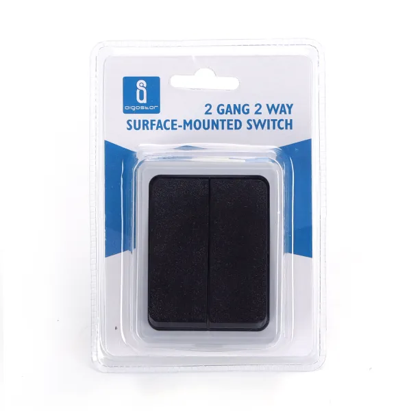 interruptor de montaje en superficie, 2 llaves, 2 vías, color gris; ideal para controlar luces y dispositivos eléctricos en el hogar.