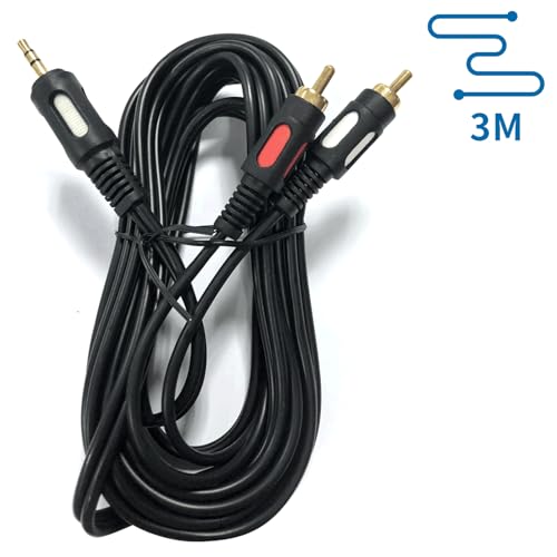 cable de audio de 3,5 macho a 2RCA, 3 m, negro