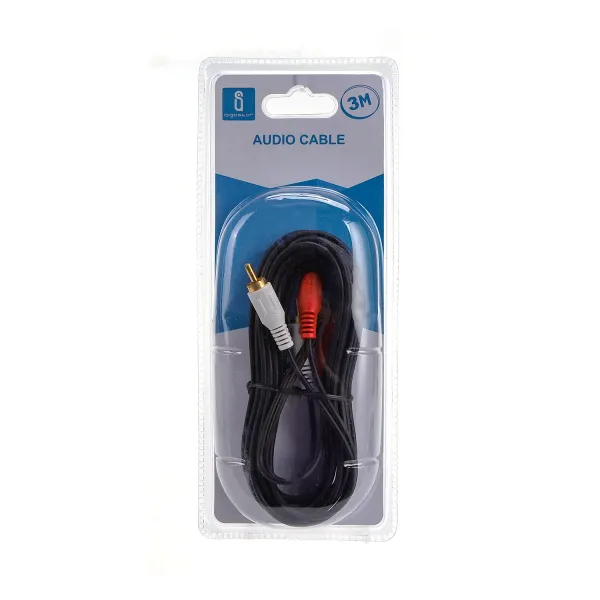 cable de audio 2rca-2rca de 3 m, negro, para conexión de dispositivos de audio y transmisión de sonido de calidad.