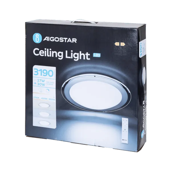 plafón led regulable 30w, temperaturas de color 2700k/4000k/6500k, con mando a distancia, ideal para ajustar la iluminación en cualquier espacio.