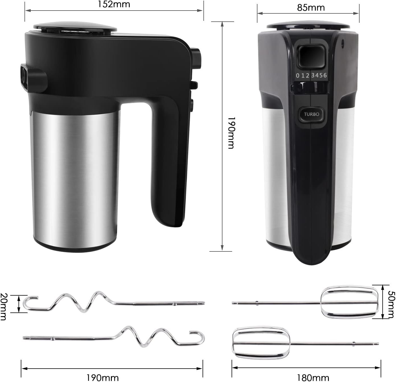 batidora multifunción 300w, 6 velocidades, ideal para mezclar, batir y triturar, perfecta para diversas recetas y preparaciones culinarias.