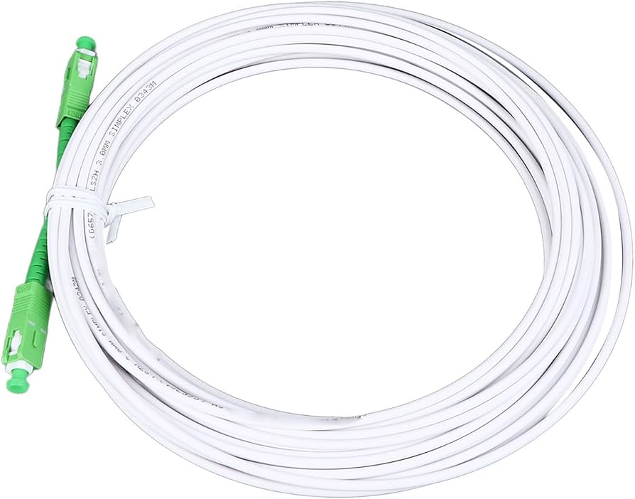 cable de fibra óptica - cable sc/apc a sc/apc monomodo simplex 9/125 de 20 m os2, color blanco, ideal para conexiones de velocidad.