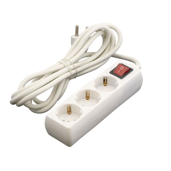 múltiple blanca de 3 tomas con interruptor y cable de 3 x 1 mm, ideal para conectar múltiples dispositivos eléctricos.