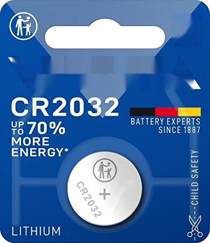 pila de litio 3v cr2032, dimensiones ø20,0x3,2mm, batería ideal para relojes, juguetes y dispositivos electrónicos. blister de 1 unidad.