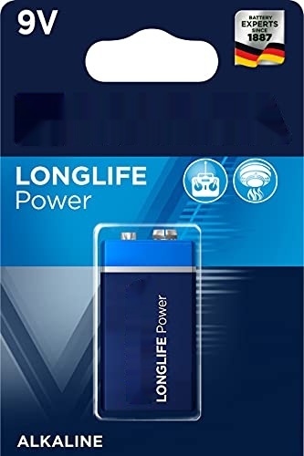 pila alcalina de 9v longlife power, con características de 26,5x17,5x48,5mm, ideal para dispositivos electrónicos y juguetes.