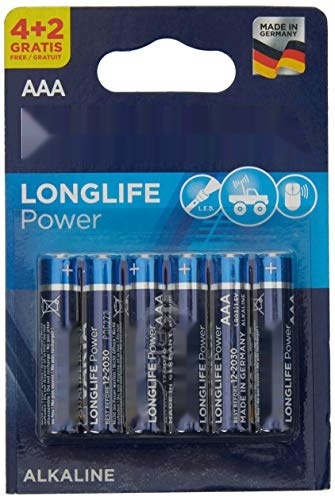 pilas alcalinas lr03 aaa 6ud, larga duración, ideal para dispositivos electrónicos y juguetes.
