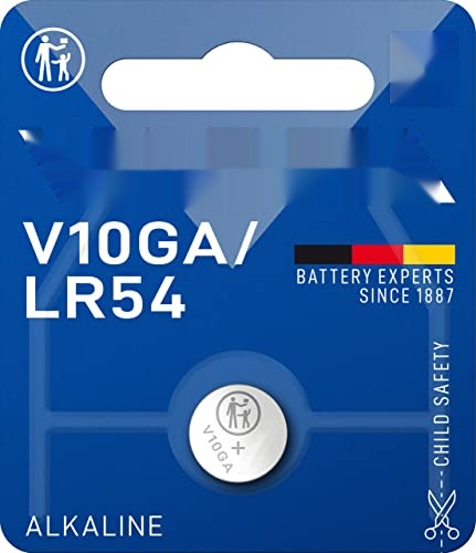 pila botón alcalina manganeso lr54, 1.5v, tamaño pequeño, ideal para dispositivos electrónicos y juguetes.