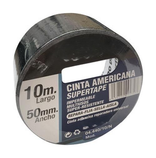 cinta adhesiva negra de 10m, resistencia, ideal para reparaciones, manualidades y proyectos de bricolaje.
