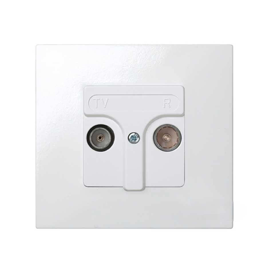 placa para tv, color blanco, con funcionalidad de conexión, ideal para instalaciones eléctricas y soporte de dispositivos audiovisuales.